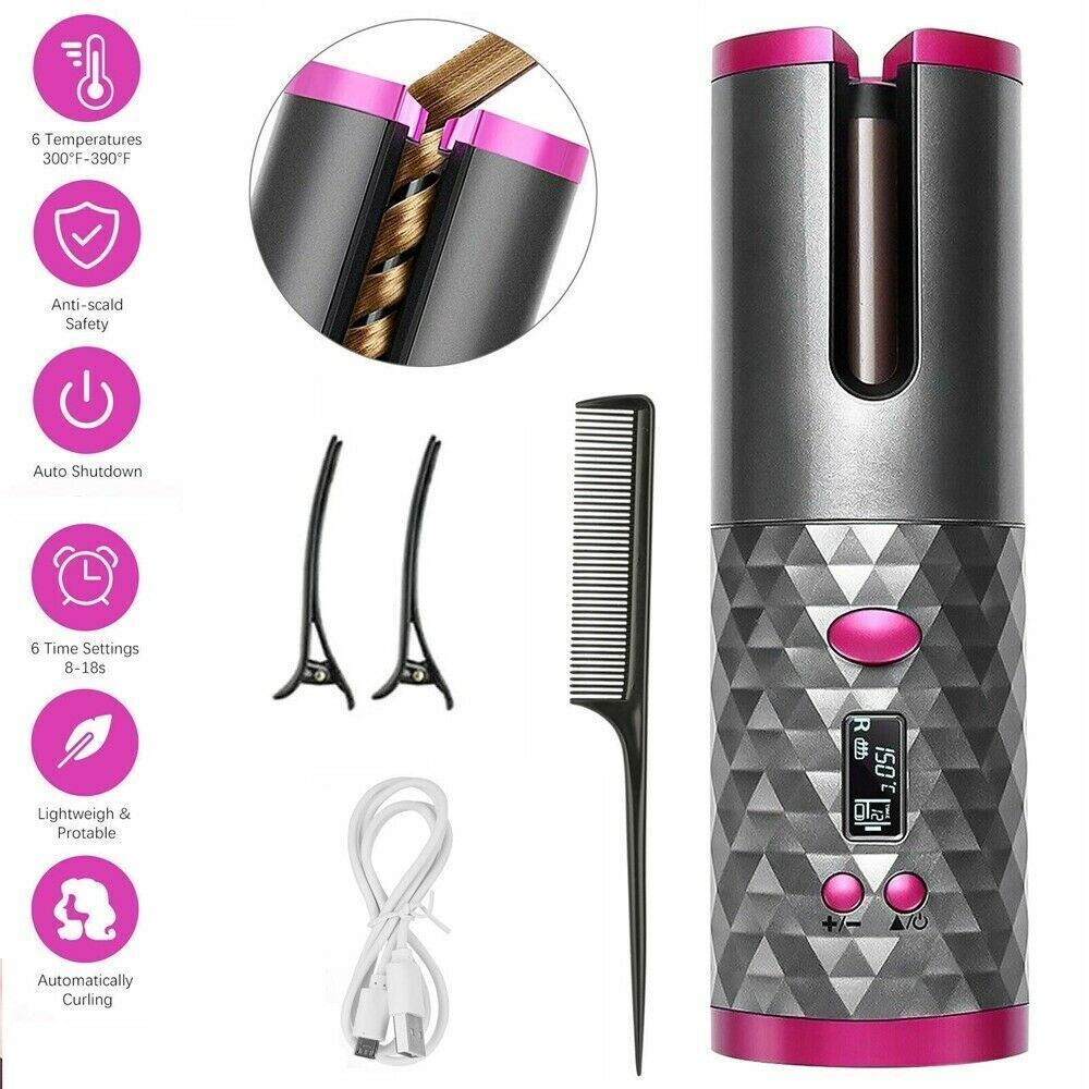 Electric LCD Display  Rotating Hair Curler Hair Waver Curling Iron